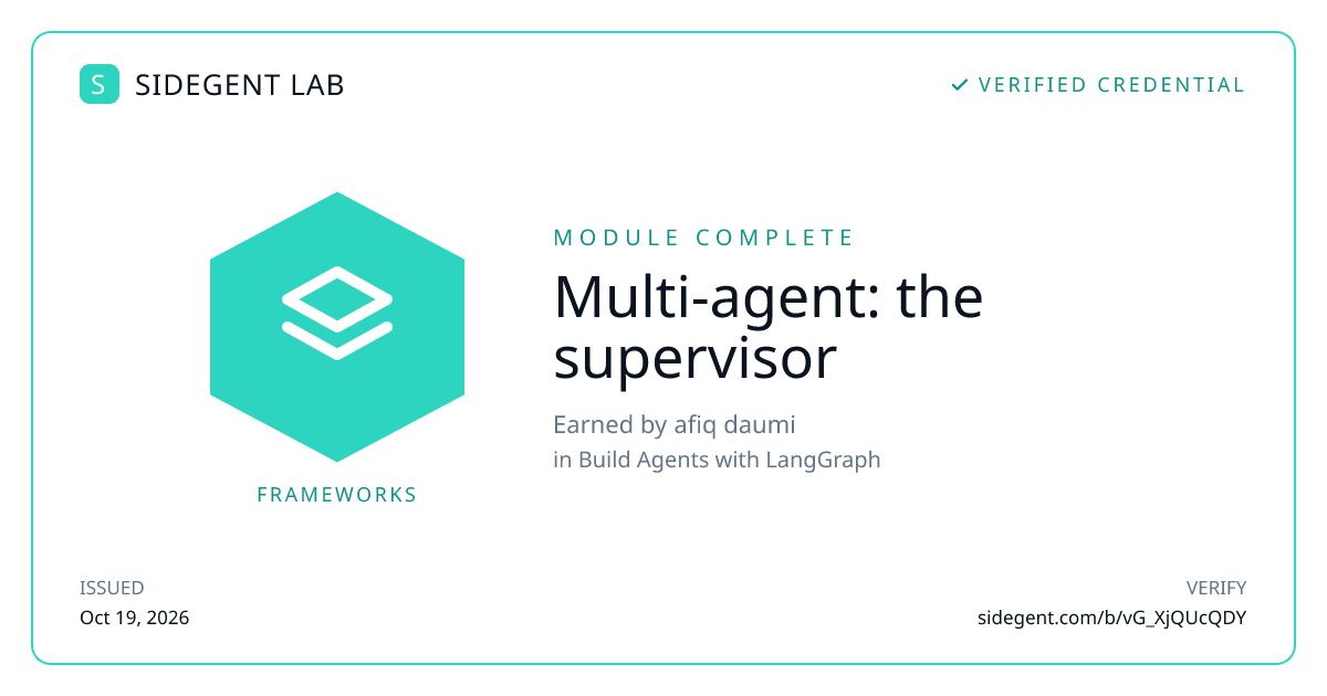 Multi-agent: the supervisor